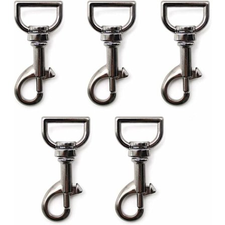 5 stk. Metal Karabinhager, Sort Metalspænde, Høj Kvalitet Metal Svirvel Karabinhage til Klatring, Hundeluftning, Hængende Nøgler