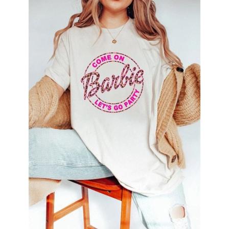 Barbie Trykket T-skjorte Kvinne Sommer Topp T-skjorte GH1014-L M