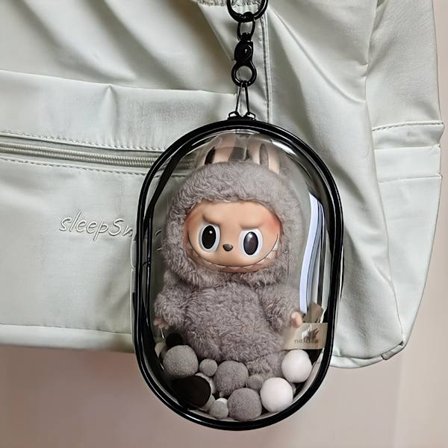 la. bu. bu. beskyttelseshette, støvpose for figurer, transparent oppbevaringsveske for anime-dukker