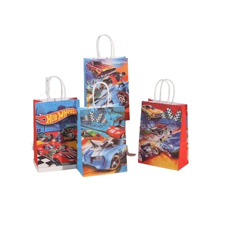 12 stk. Hot Wheels Godtepose med Håndtak Gavepose Barn Bursdagsdekorasjoner