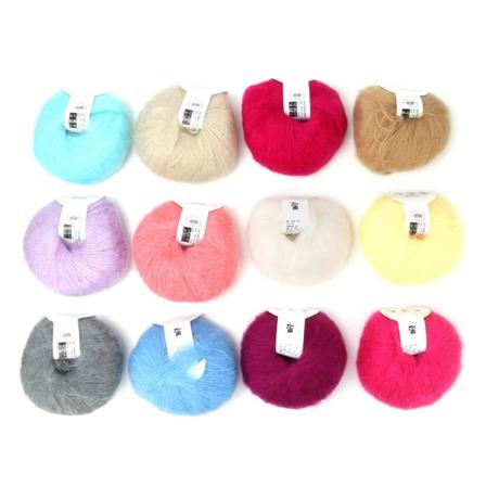 Suosittu Soft Mohair Pashm Knit Angora Long Wool Lanka Hot (12 väriä set)