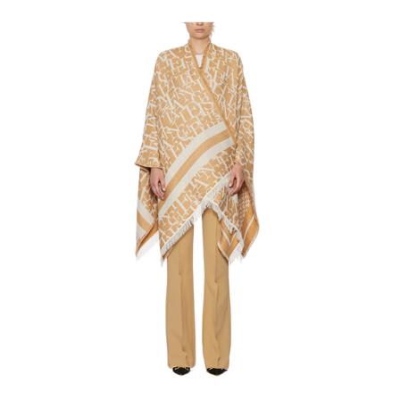 Elisabetta Franchi Lana cape Orange, Dame Poncho, Størrelse: ONE Size
