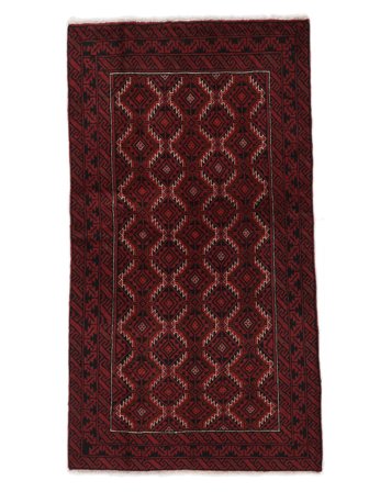 Baluch Rug 104X189 Black/Dark Red Wool, Persia
