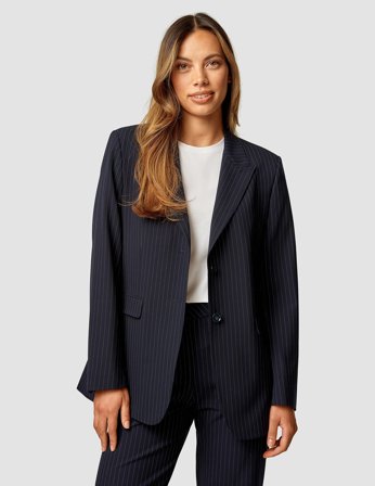 Shaping New Tomorrow - Dame - Women Essential Blazer - Navy Pinstripe - Størrelse L
