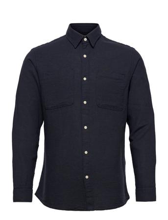 Slhslimnico-Linen Shirt Ls Blue Selected Homme