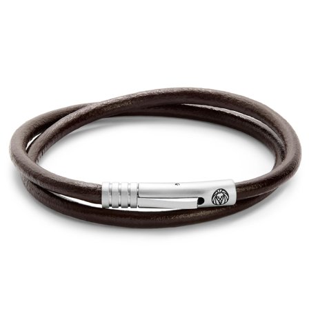 Pulsera de cordón de cuero regaliz marrón Collins para hombres - Pulseras de cuero