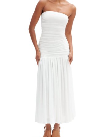Bardot Solana Mesh Maxi Dress - White - 42