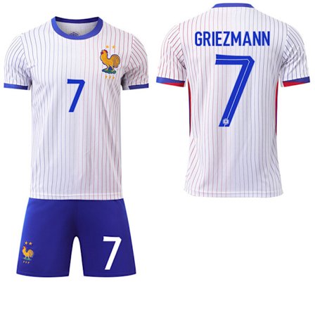 Euroopan Cup -paita 2024 Ranska Vieras No. 7 Antoine Griezmann Lasten Jalkapallopaita Set Koko: 18