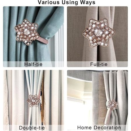 /#/Magnetiske gardinbindere 4 antikke røde messing dekorative gardinbånd/#/