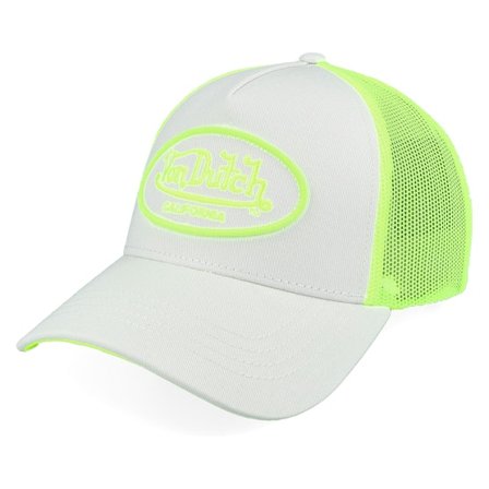 Von Dutch - Wit trucker Cap - Oval Patch Yellow/White A-Frame Trucker @ Hatstore
