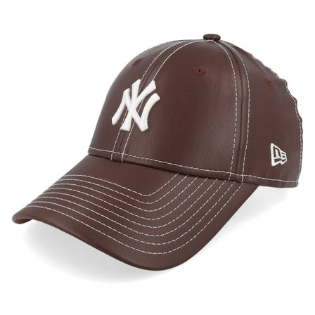 New Era - MLB Bruin adjustable Cap - New York Yankees Womens Topstitch Pu 9FORTY Brown Adjustable @ Hatstore