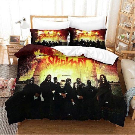 3D Sengetøysett Slipknot Dynetrekk for Barn Gutter Jenter 3D-trykk Rockeband Dyne med Putetrekk