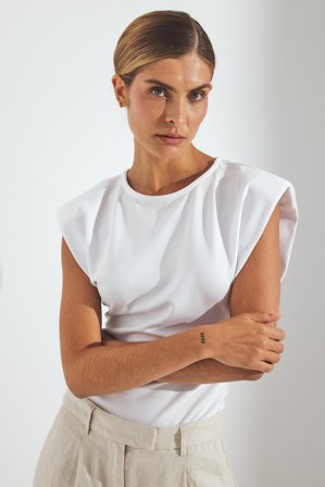 NA-KD Shoulder Focus Top - Ærmeløse toppe - Hvid - M (EU 38-40)
