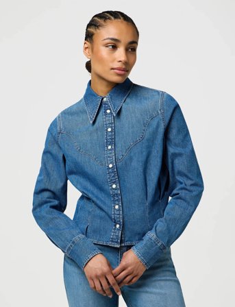 Wrangler Femme Peplum Shirt - Blue - L