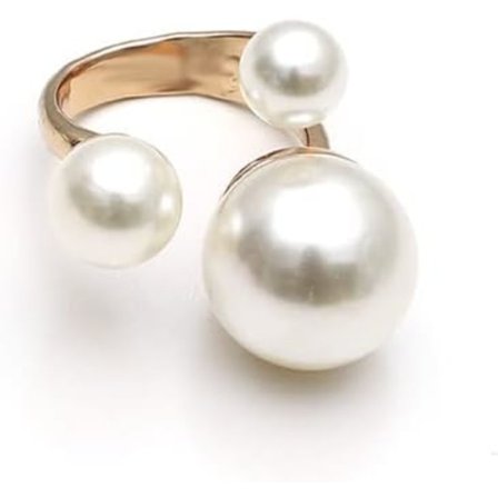 Pärleforlovelsesring til kvinder piger vintage krystal faux perler kugle blomst justerbar åben ring wrap