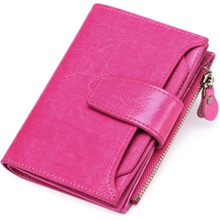 Rose rød lommebok, dame skinn ultra-tynn lommebok, dame mynt