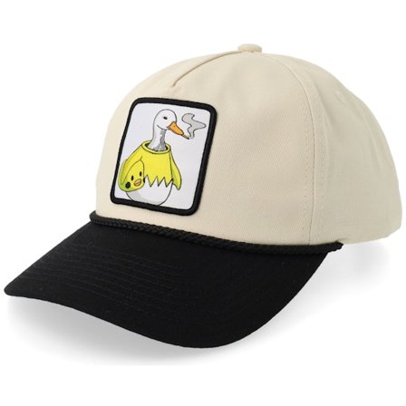 BOOM - Beige adjustable Keps - Silly Goose Smoke Patch Rope Stone/Black Golfer A-Frame Adjustable @ Hatstore