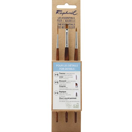 Synthetic Brushes Watercolour Specific Details 3-piece Set