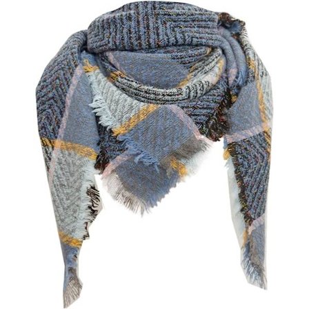 Dam Scarf Höst Vinter Klassisk Fransar Rutiga Scarf Varma Mjuk Chunky Stor Pläd Wrap Sjal Scarves Cirkel Scarf (Blå)