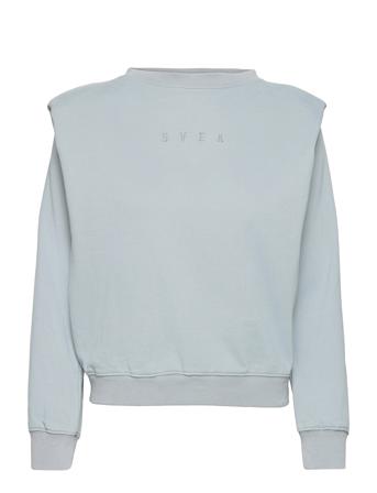 W. Padded Shoulder Sweat Sweat-shirt Tröja Blå Svea
