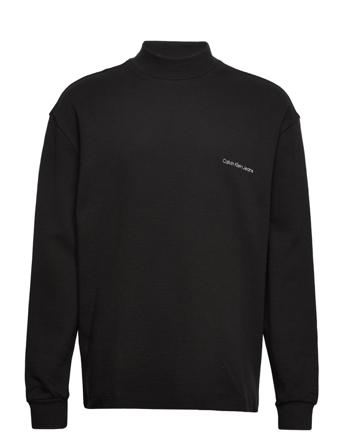 Institutional Waffle Ls Mockneck Sweat-shirt Genser Svart Calvin Klein Jeans