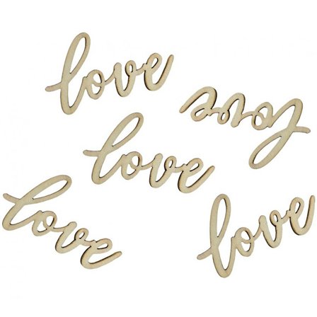 Träkonfetti Bordsdekoration Love 18-pack