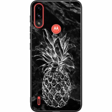 Motorola Moto E7i Power Svart Skal Marmor Ananas