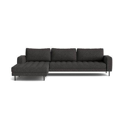 Rouge XL chaiselong sofa, venstrevendt - Monza Antracit - 310x185x89cm - Blød/Medium siddekomfort, vendbare ryghynder & pulverlakerede metalben i sort