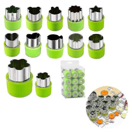 Ris Grøntsags Frugt Udskærer Form 12 stk./sæt Rustfrit Stål Kage Småkage Biscuit Udskæringsform Værktøj