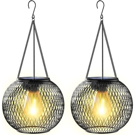 Solcellelampe 2-pak Udendørs Havelamper IP65 Vandtæt Auto Tænd/Sluk Varm Hvid [Energiklasse A+++]