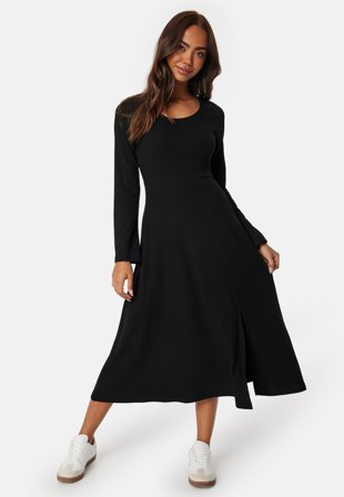 Happy Holly Soft Rib Slit Midi Dress Klær