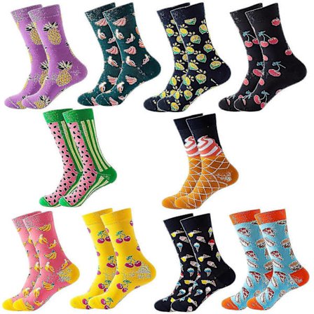 10 Par Dame Sokker 100% Bomull Elastisk Dyr Frukt Mat Print Søte Morsomme Lave/høye Sokker Gaver Til Voksne Damer Og Tenåringsjenter