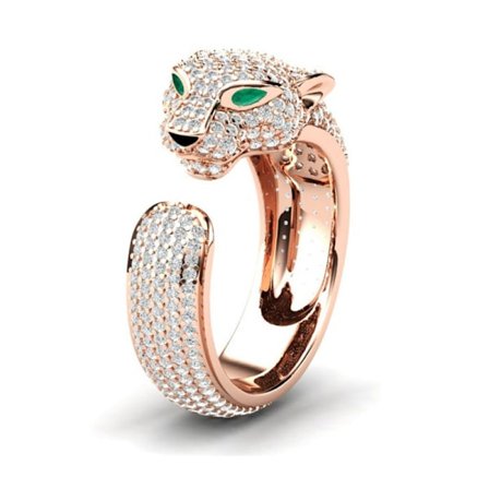 Lejon Ring Zircon Pave Ring, roséguld Leopard Ring