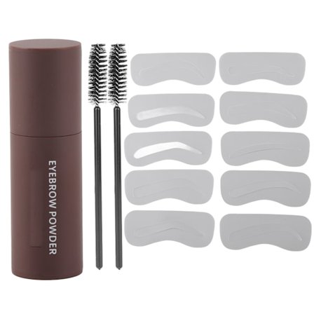 Ett Steg Ögonbrynsstämpel Formningskit Långvarigt Vattentätt Puder Set för Smink Ljusbrun