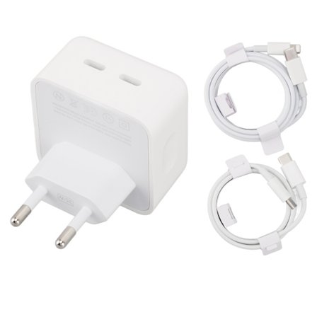 Kaksois Type-C -portin pikalaturi 35 W PD Type-C -porttikaapelilla PD -kaapeli Kaksoisportin puhelimen virtalähde Androidille iPhonelle EU -pistoke 