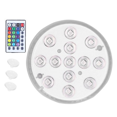 LED Pool Magnetisk Lampe IP68 16 Farver RGB Undervandslys med 28-Tasters Fjernbetjening Sugekop