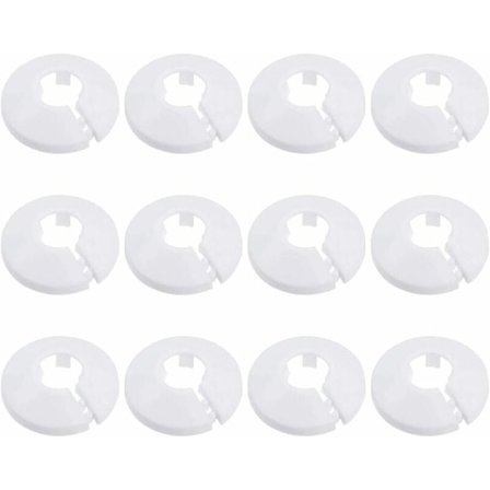 12 stk. rørdæksel, VVS-rørdæksel radiator krave, radiator muffe til rør hvid rund rosette diameter 15 mm (hvid)