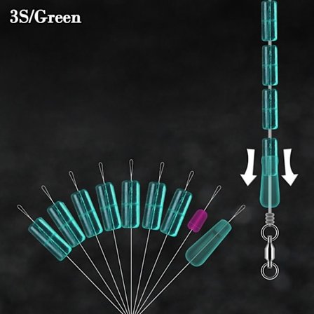 90stk(10 grupper) Fiskebobberstopper gummibønne 3SGRØNN