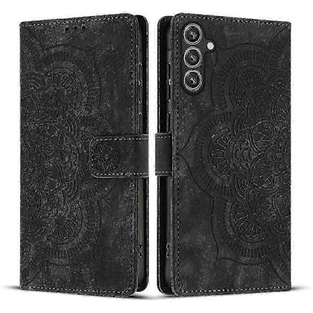 Nytt Frostat Läderfodral Kompatibelt med Mandala Emed Retro Telefon Svart