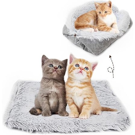 Kissansänky, kissan makuualusta, muhkea sisämatto kissoille, 2-in-1, konepestävä pehmeä muhkea pinta, lämmin lemmikkisänky, kissanpennulle, 