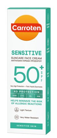 Carroten Suncare Sensitive Face Cream SPF 50 50 ml, Skincare, Solcreme, Solcreme Til Ansigtet