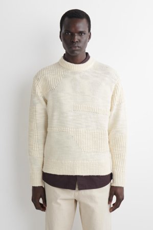 COS Men's Ladder Stitch Wool Jumper in White