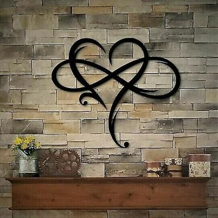 Veggmontert metallhjerte veggkunst, evig kjærlighet uendelig symbol gave til hjem bryllup Valentinsdag dekorasjon