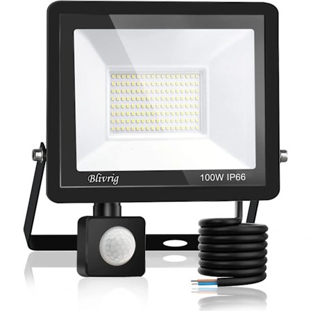 100W Utendørs Bevegelsessensor Flomlys, 10000LM IP66 Vanntett LED
