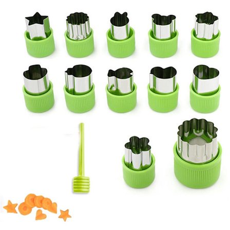 ING Kakestikker 12 deler Rustfritt stål kutter med PP håndbeskytter Fruktkakestikker Sandwichkutter Små kakestikker Verktøy for baking