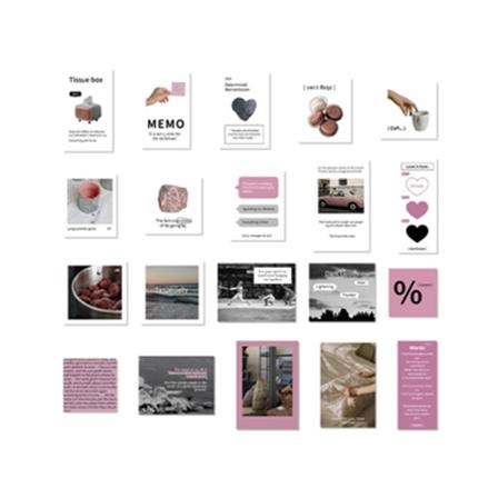 40 stk håndbok dekorative klistremerker selvklebende ulike mønstre rivebestandige estetiske klistremerker for albumhåndverk DIY rosa fantasi