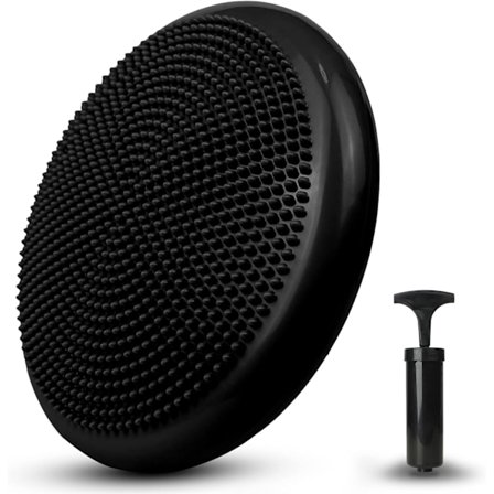 Balansmatte, persepsjonsmatte, svart 34cm - oppblåsbar matte, yogamatte - kjerne trening, rygg, mage, ben, fitness, Pilates, rehabilitering