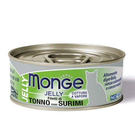 Monge Jelly Filetti di Tonno Del Pacifico E Surimi Cibo Umido Per