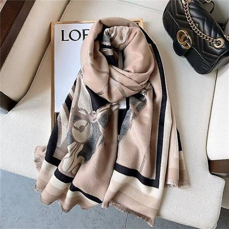 Märke 2022 Dam Vinter Varm Cashmere Pashmina Scarf Lyx Printe Tjock Stor Sjal Wrap Bufanda Filt Designer Foulard
