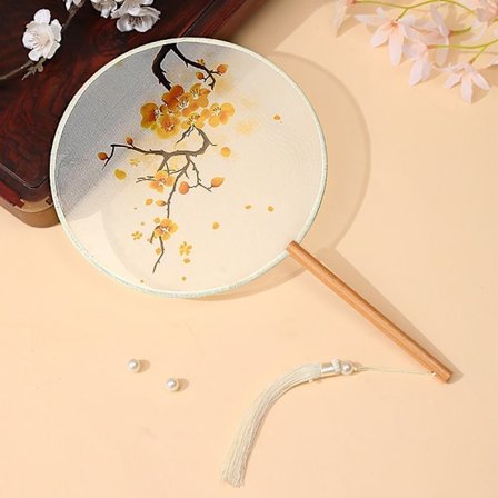 1 st Silk Fläkt Rund Handfläkt 03 03